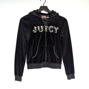 Juicy Couture Black Silver and Pink J Zip Jacket M